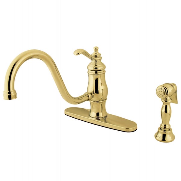 KS1572TLBS Single-Handle Kitchen Faucet, Polished Brass
